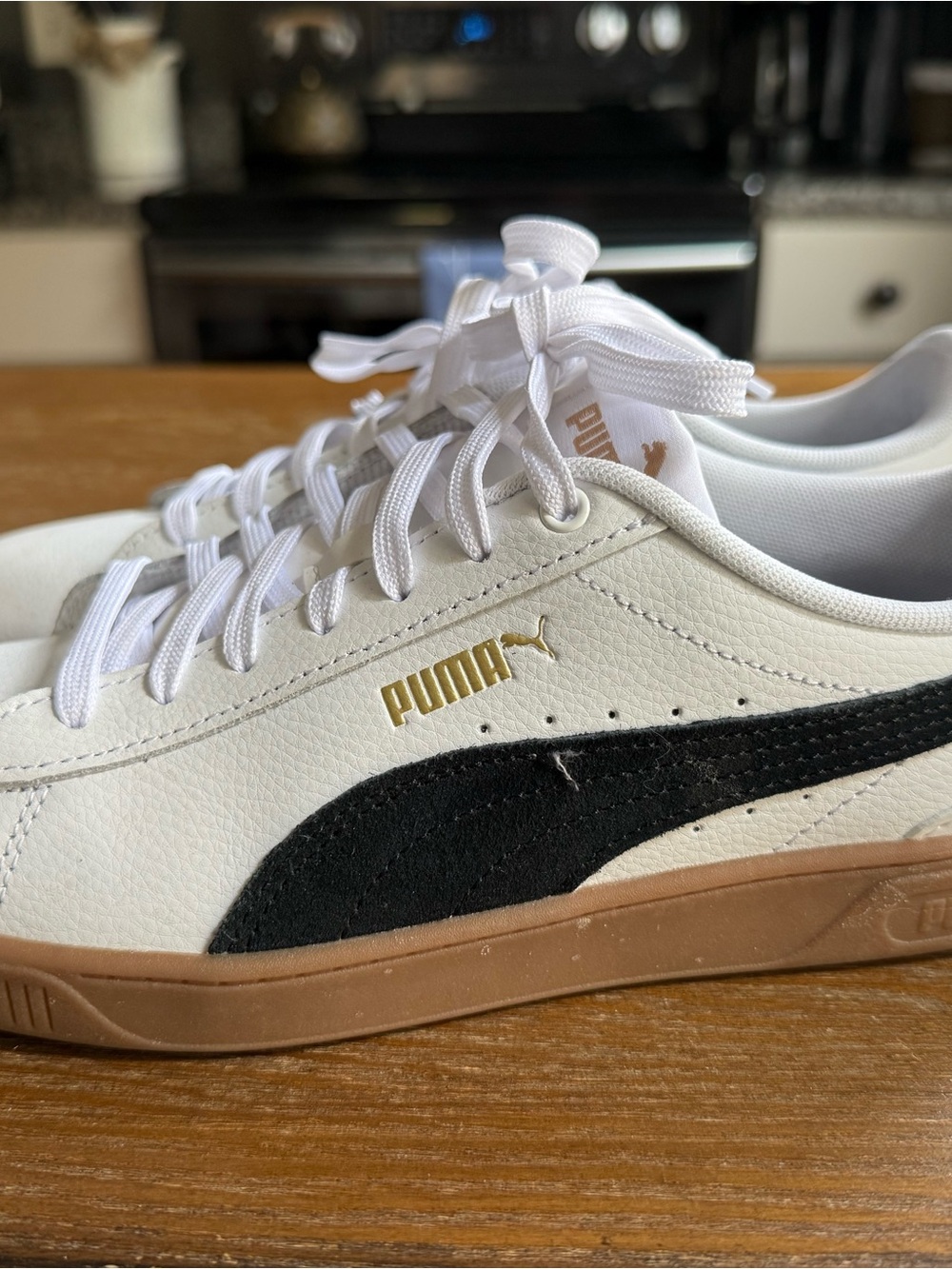 Puma Women’s White Sneakers with Black Formstrip and Gum Sole